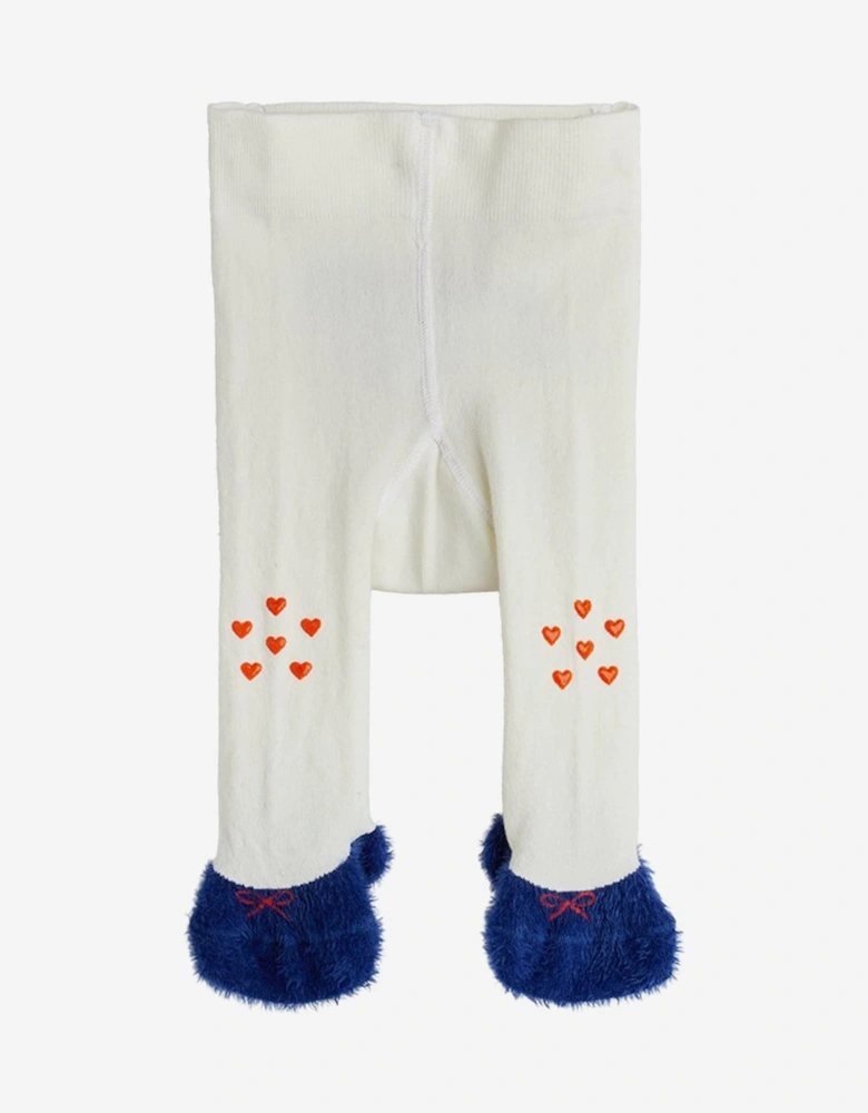 Baby Girls Doggie Anti-Slip Tights in Ivory