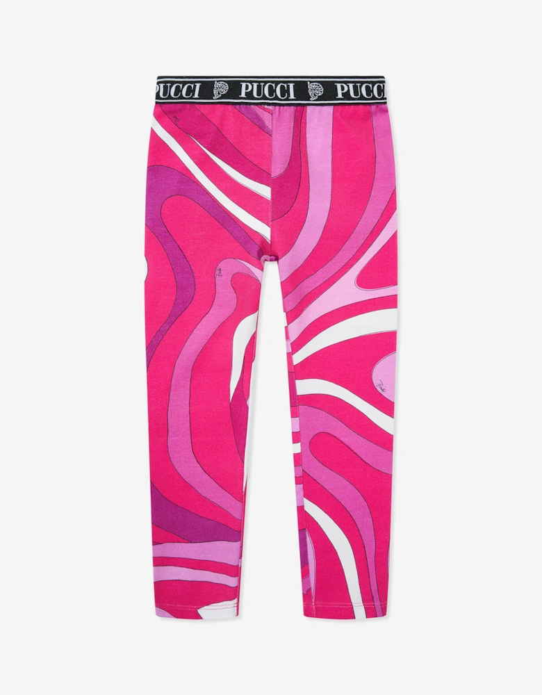 Girls Iride Print Leggings in Pink