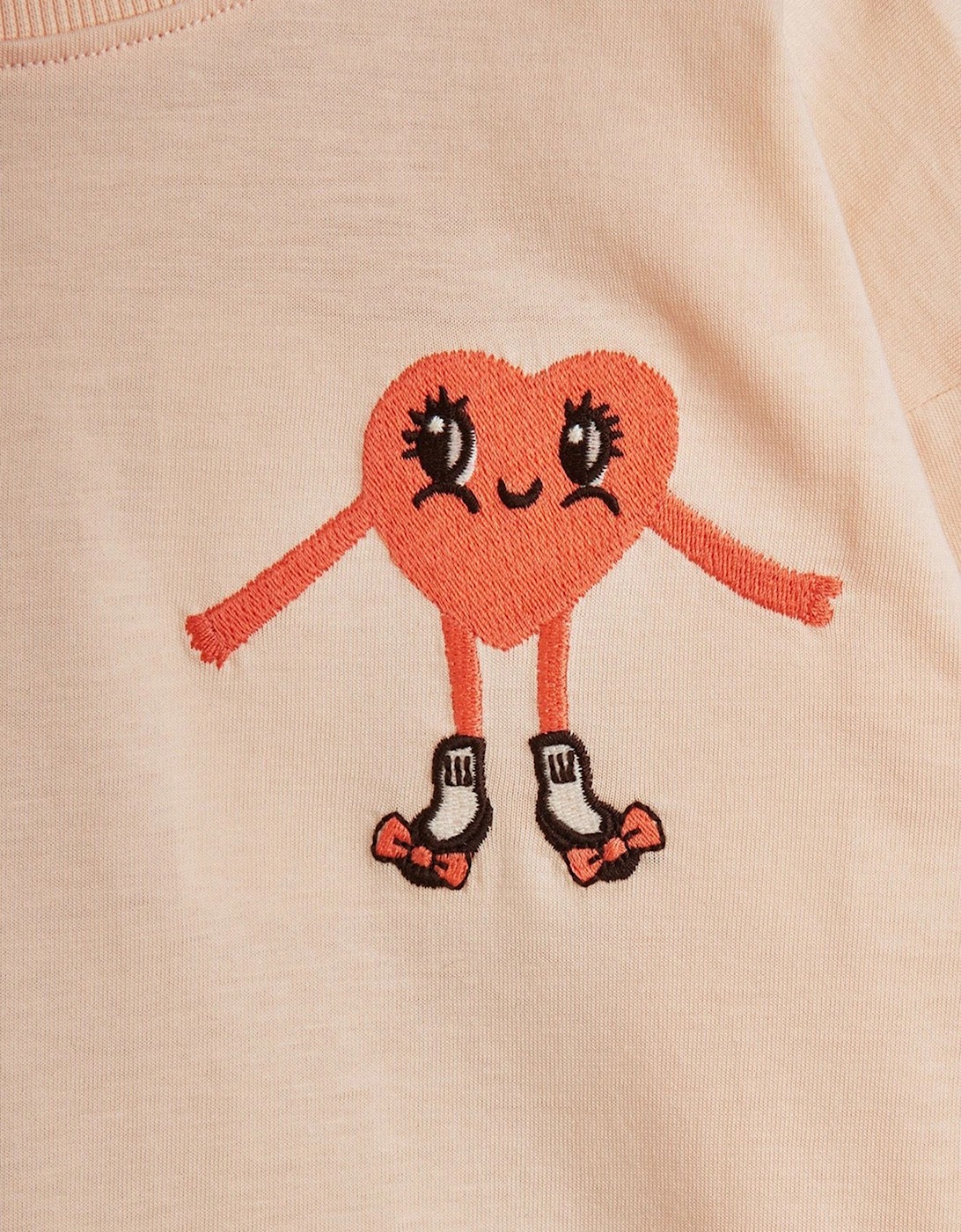 Girls Embroidered Heart Long Sleeve T-Shirt in Pink