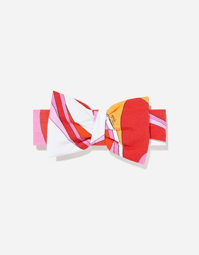 Baby Girls Marmo Bow Headband in Orange