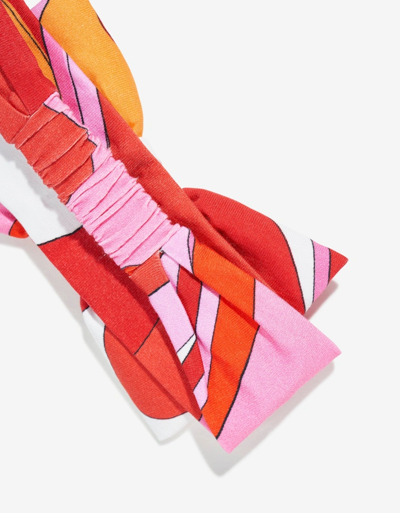 Baby Girls Marmo Bow Headband in Orange