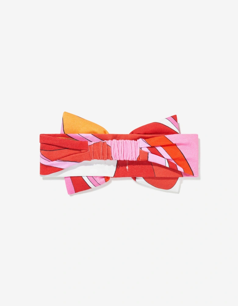 Baby Girls Marmo Bow Headband in Orange