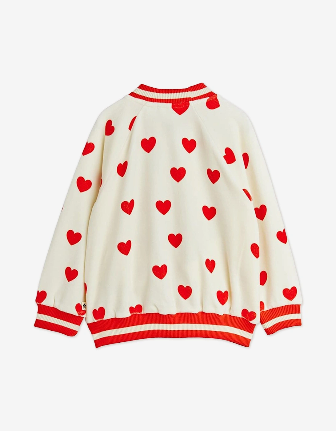 Girls Hearts AOP Baseball Cardigan in Ivory