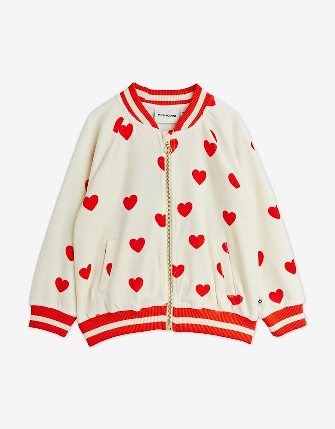 Girls Hearts AOP Baseball Cardigan in Ivory, 5 of 4