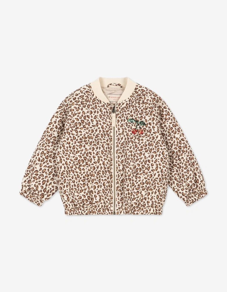 Konges Sløjd Girls Juno Printed Sequin Bomber Jacket in Beige