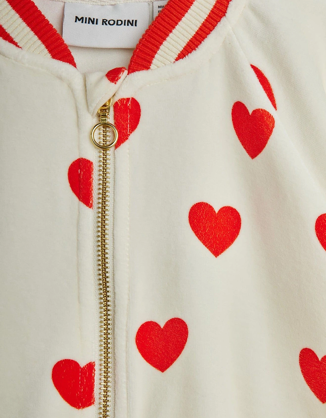 Girls Hearts AOP Baseball Cardigan in Ivory