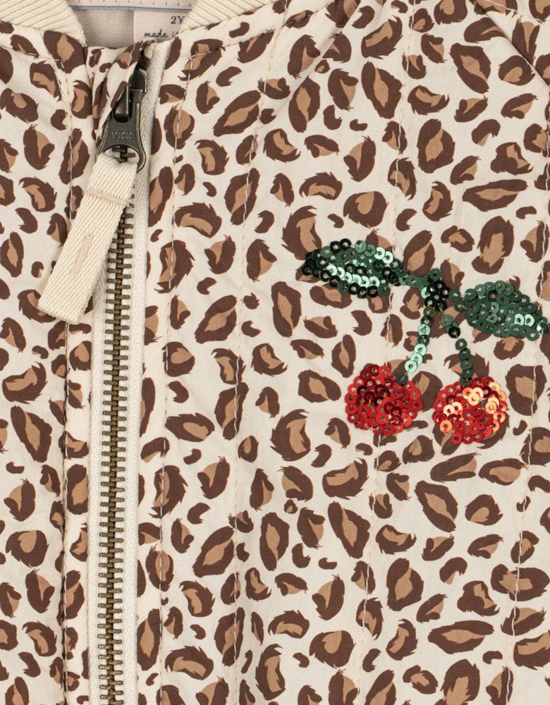 Konges Sløjd Girls Juno Printed Sequin Bomber Jacket in Beige
