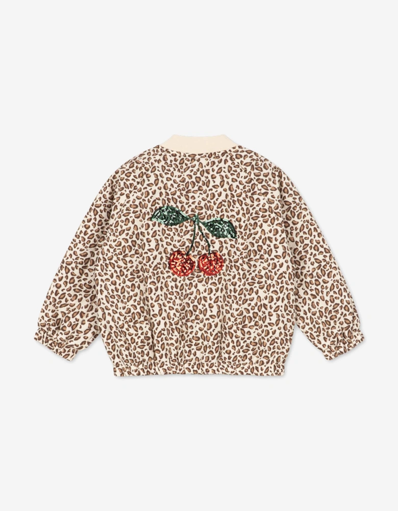 Konges Sløjd Girls Juno Printed Sequin Bomber Jacket in Beige