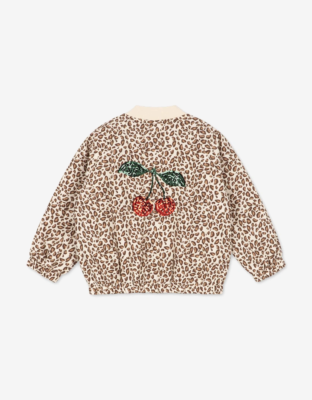 Konges Sløjd Girls Juno Printed Sequin Bomber Jacket in Beige