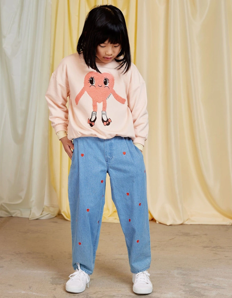 Girls Heart in Shoes Chenille Sweatshirt in Pink