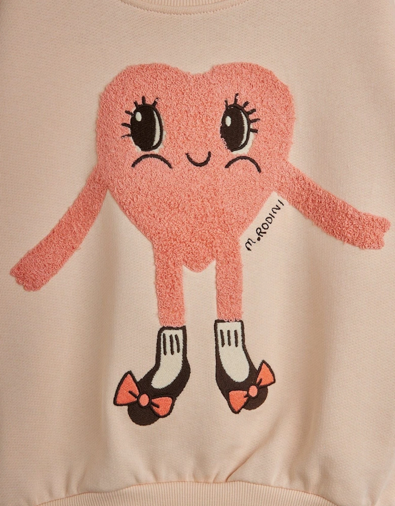 Girls Heart in Shoes Chenille Sweatshirt in Pink