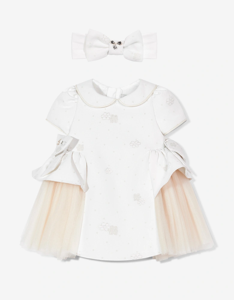Baby Girls Occasion Dress with Headband in Ivory