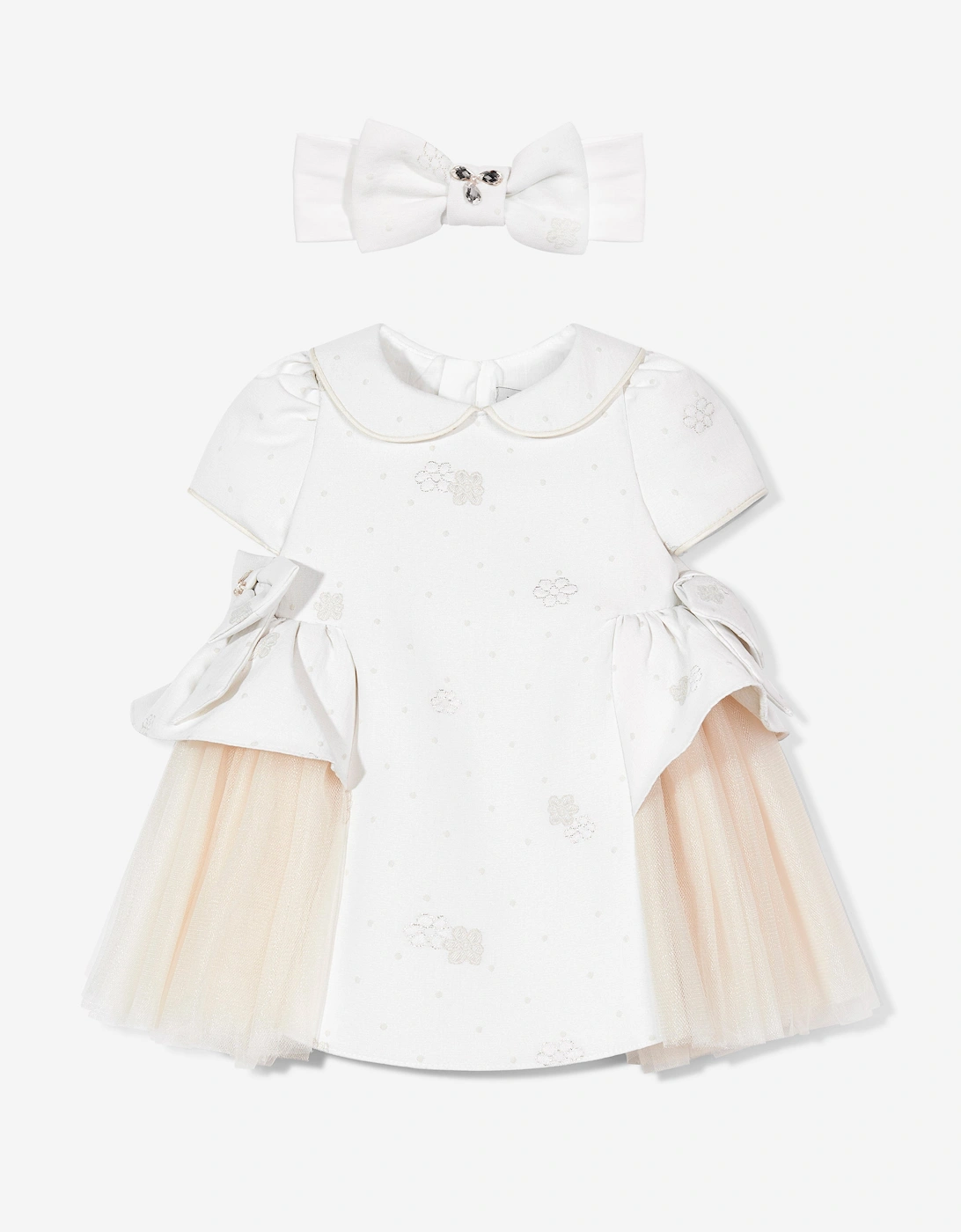 Baby Girls Occasion Dress with Headband in Ivory, 7 of 6