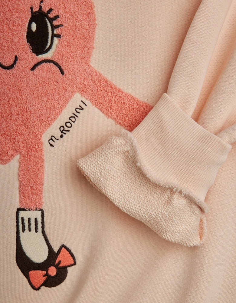 Girls Heart in Shoes Chenille Sweatshirt in Pink