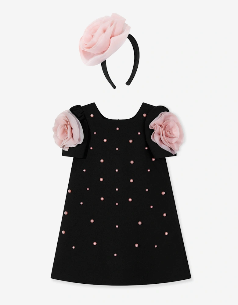 Girls Flower Occasion Dress in Black