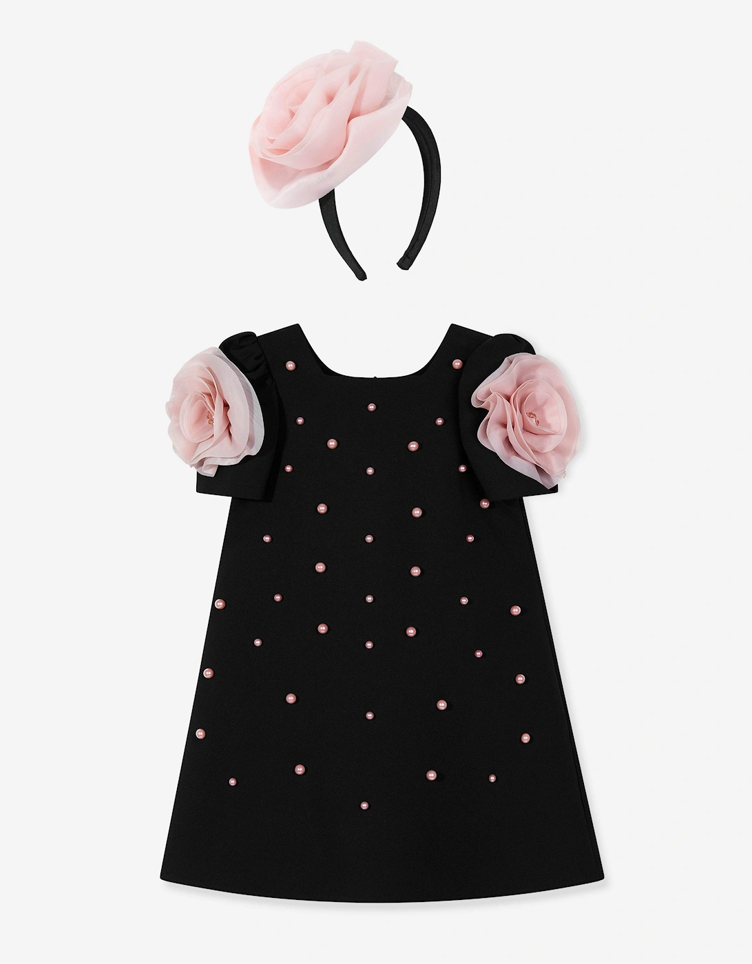 Girls Flower Occasion Dress in Black, 6 of 5