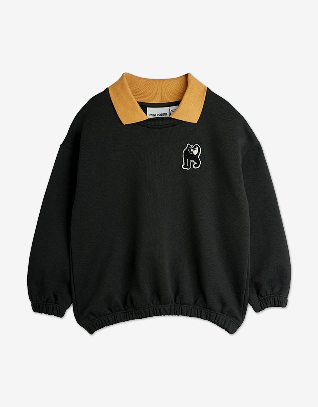 Mini Rodini Unisex Black Panther Patch Collar Sweatshirt In  140-146 Cm Size 9-11 Yrs Kids
