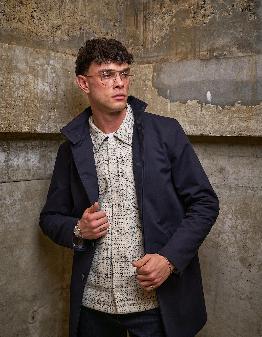 Bart Frame Overshirt - Ecru / Black