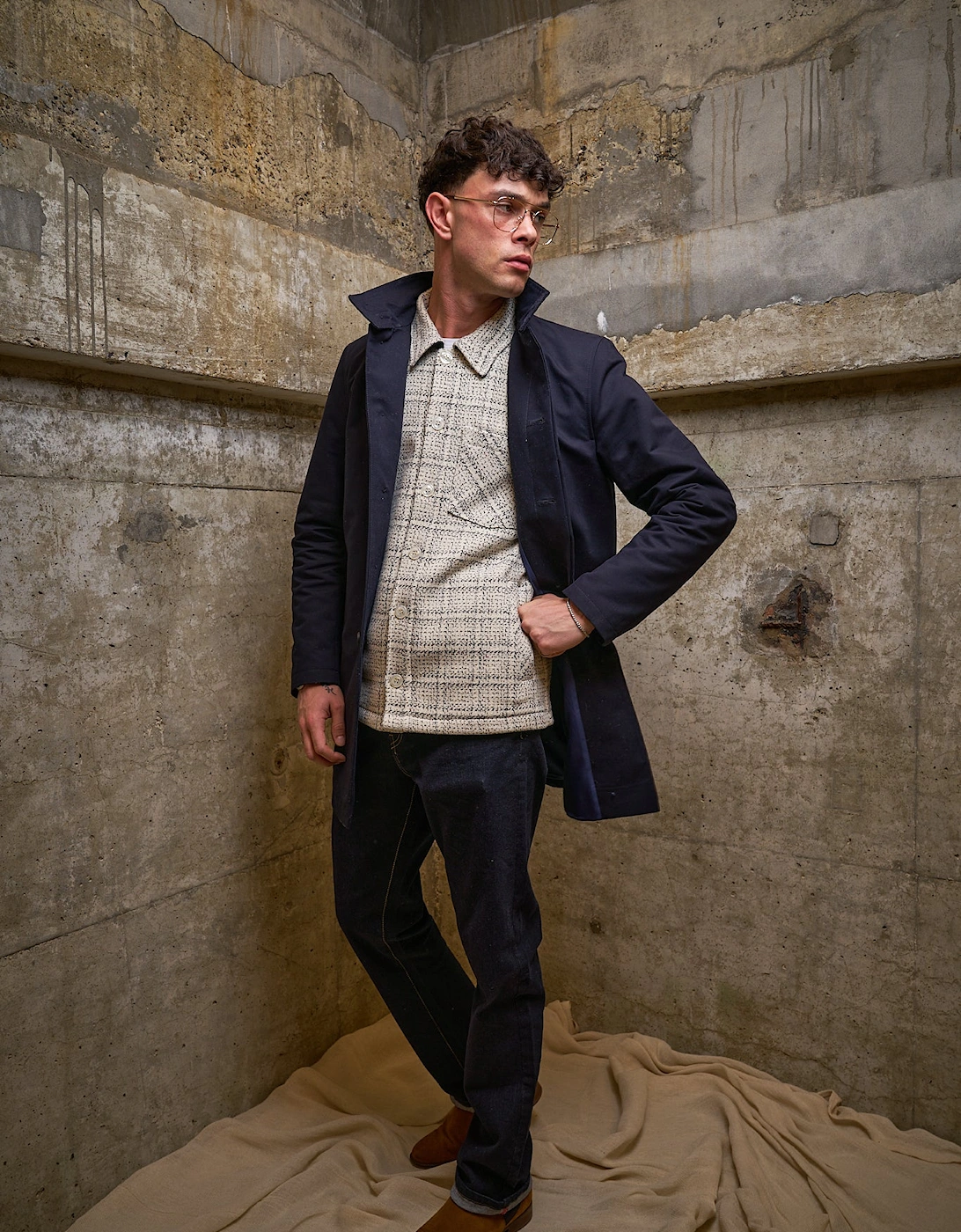 Bart Frame Overshirt - Ecru / Black