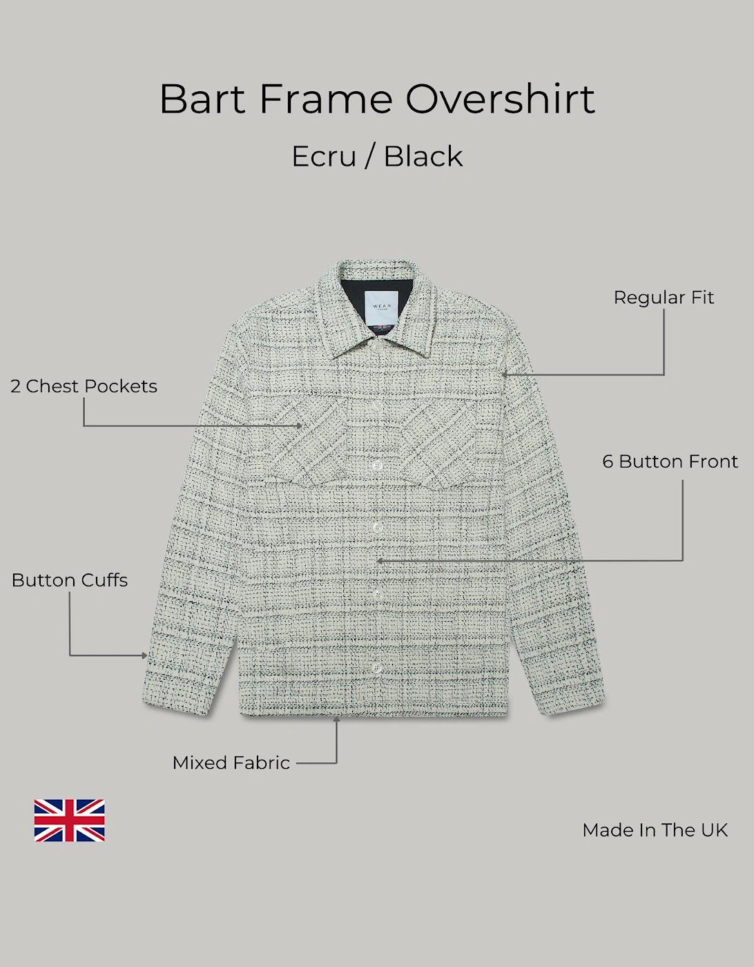 Bart Frame Overshirt - Ecru / Black