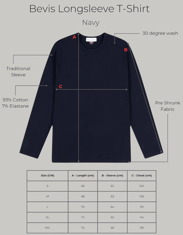 Bevis Long Sleeve Cotton t-shirt - Navy