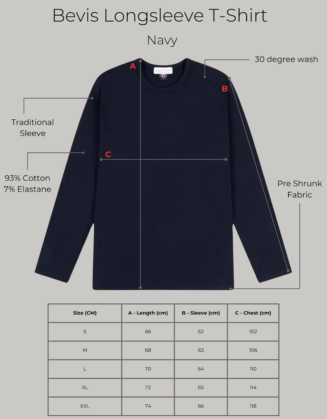 Bevis Long Sleeve Cotton t-shirt - Navy