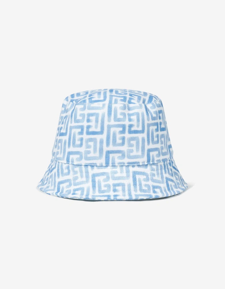 Boys Monogram Logo Bucket Hat in Blue