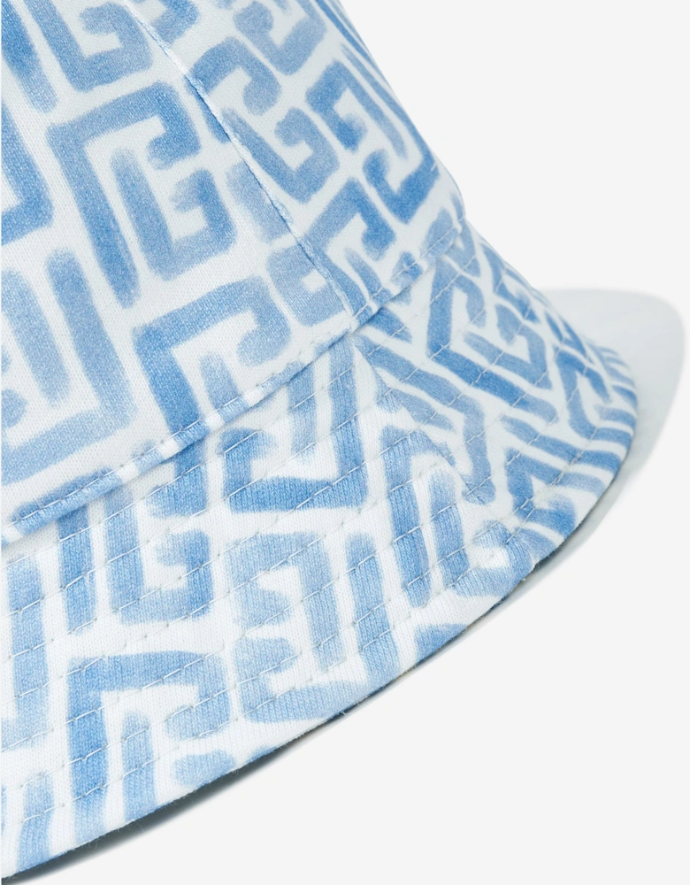 Boys Monogram Logo Bucket Hat in Blue