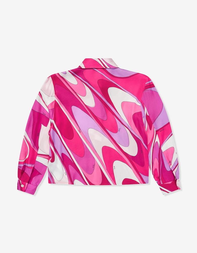 Girls Onde Print Blouse in Pink