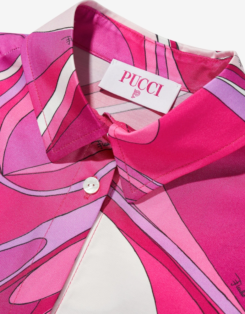 Girls Onde Print Blouse in Pink