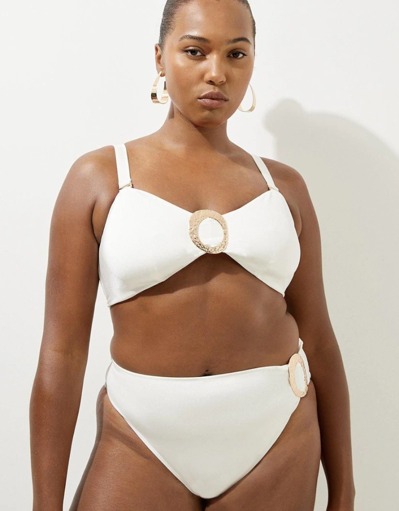 Plus Size Slinky Trim Detail Detachable Strap Bikini Top