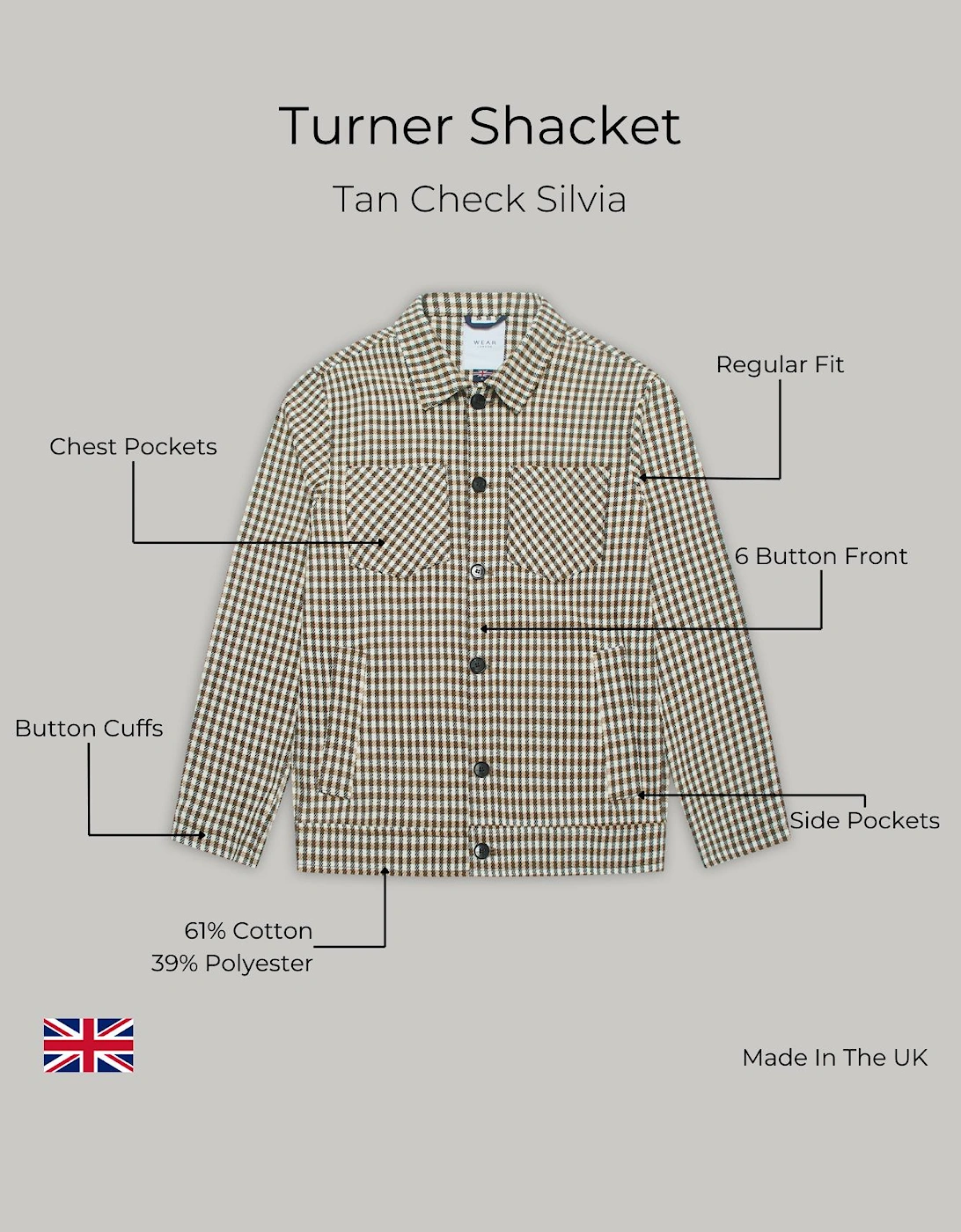 Turner Shacket - Tan Check Silvia