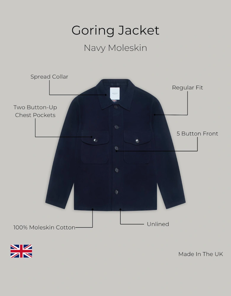 Goring Jacket - Navy Moleskin