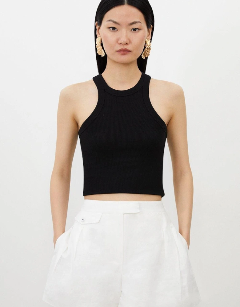 Viscose Linen Buckle Detail Shorts