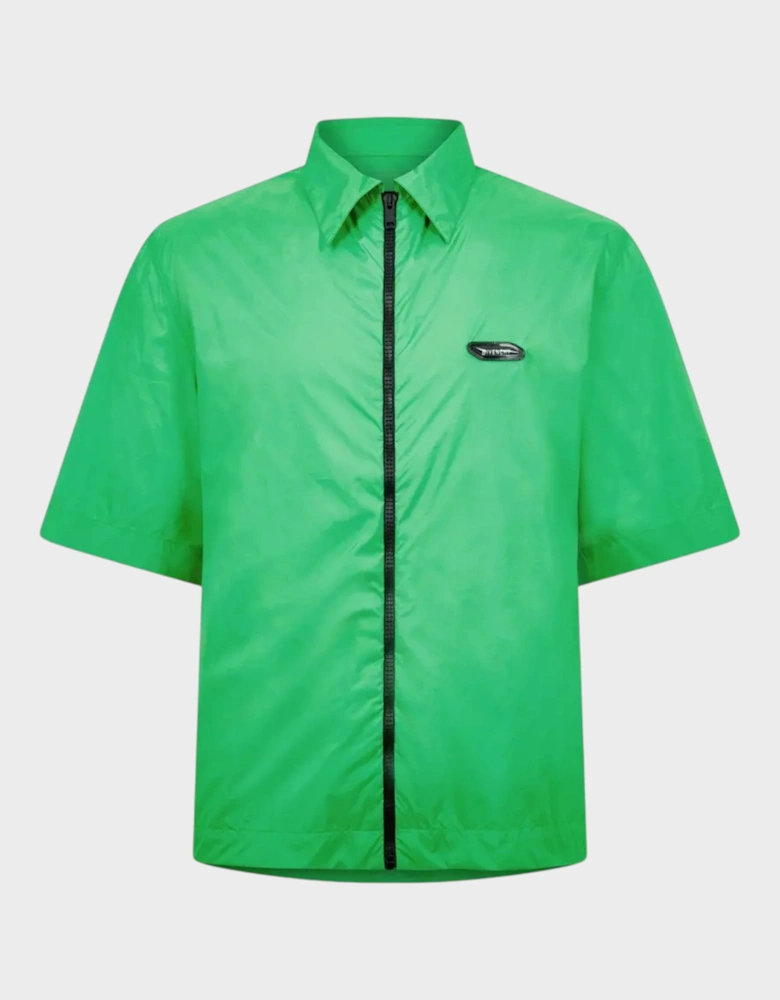 Logo Patch Short-Sleeved Overshirt Green