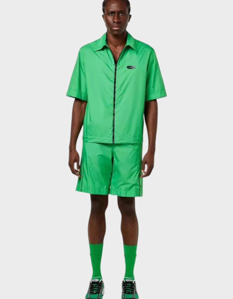 Logo Patch Short-Sleeved Overshirt Green