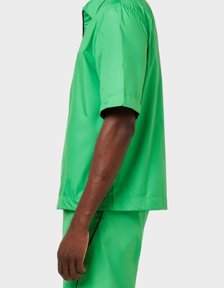 Logo Patch Short-Sleeved Overshirt Green
