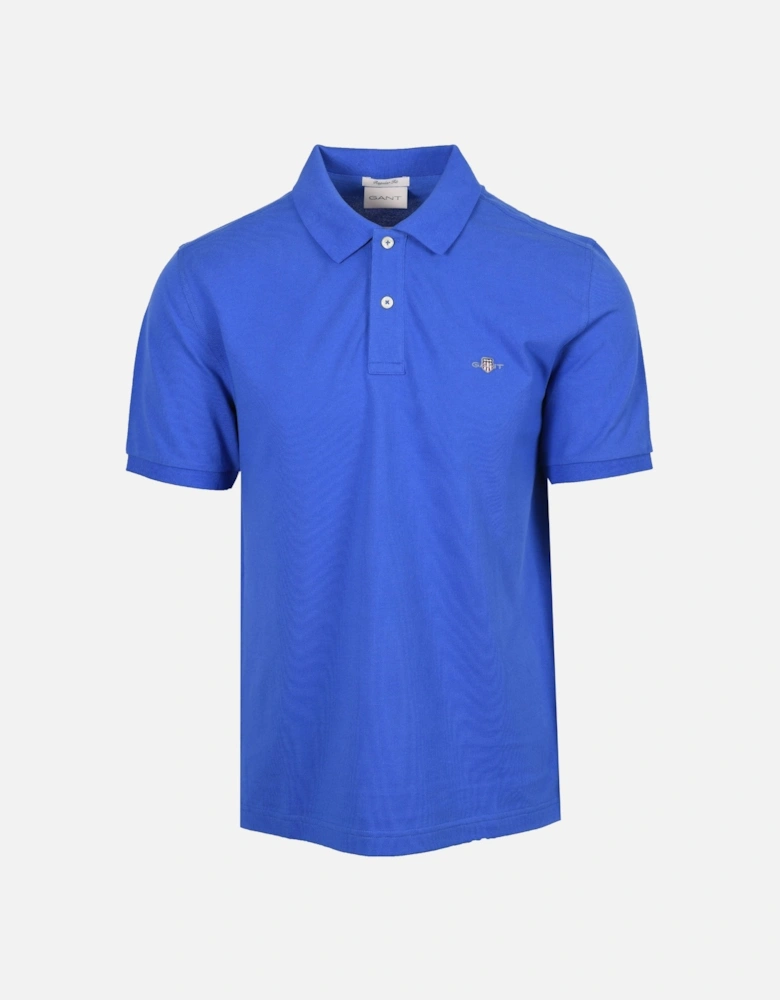 REG SHIELD SS PIQUE POLO SHIRT ROYAL BLUE
