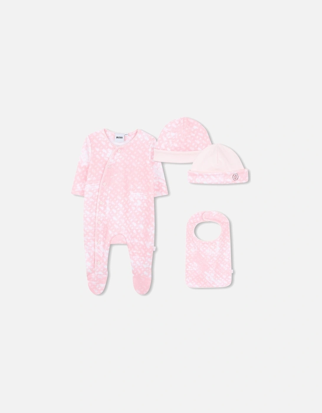BOSS PINK BABY GIRL BABYGROW/HAT/BIB SET J52506, 8 of 7