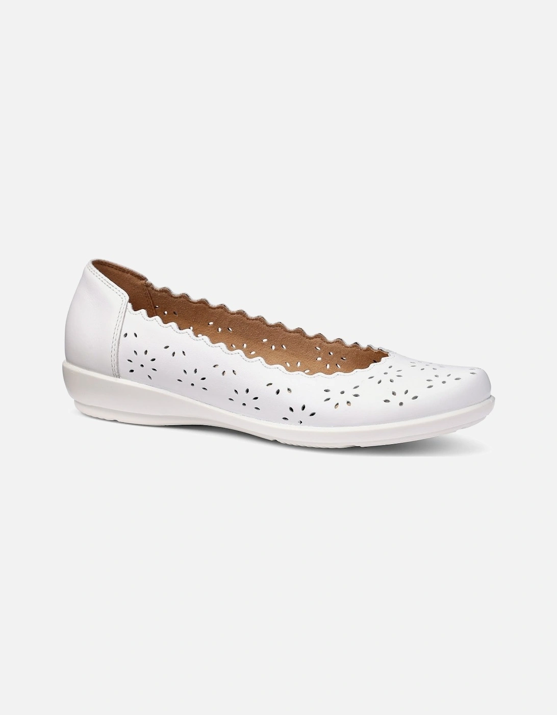 Hotter Women's White Eider Wide Ballet Pumps - Size: 4.5
