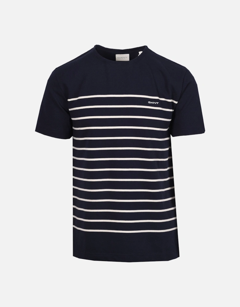 PLACED STRIPE T-SHIRT EVENING BLUE