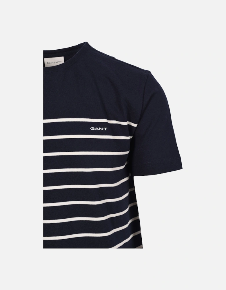 PLACED STRIPE T-SHIRT EVENING BLUE