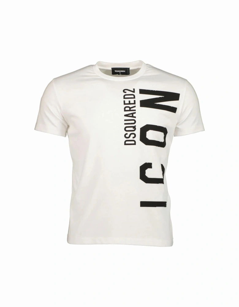 White T-shirt Large Black Icon Logo