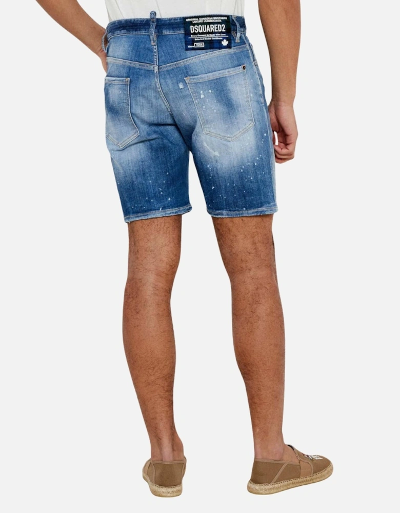 Navy Blue Marine Faded Denim Shorts