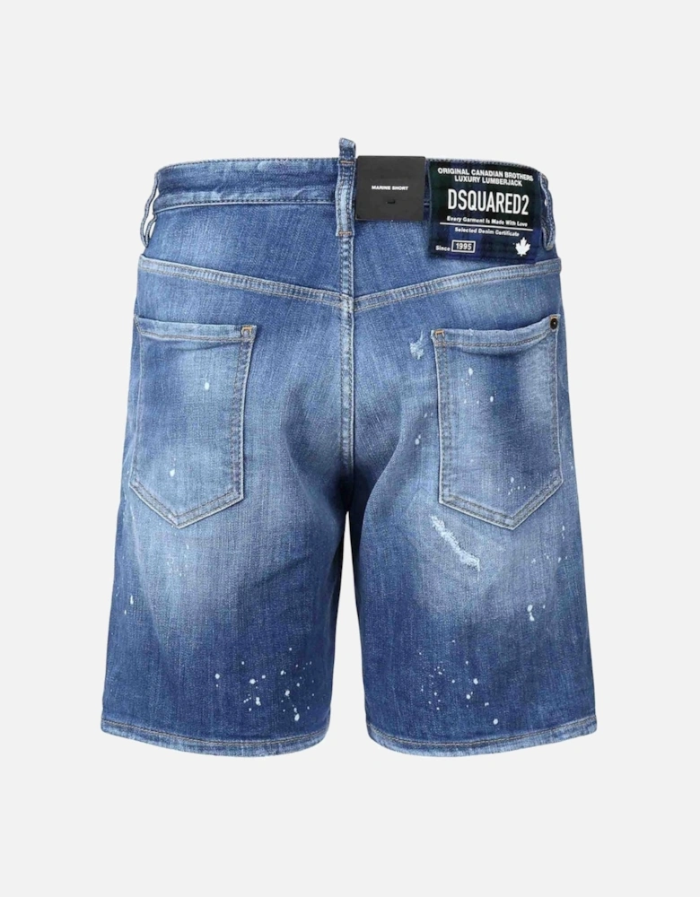 Navy Blue Marine Faded Denim Shorts