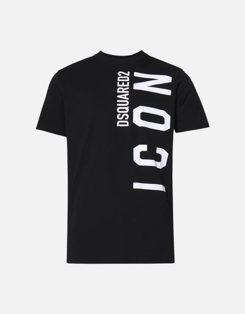 black T-shirt Large Icon White Logo