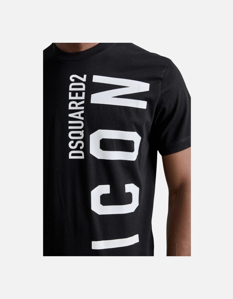black T-shirt Large Icon White Logo