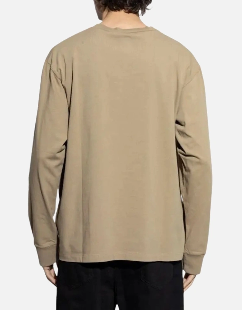 Khaki Long sleeve T-shirt black stretched Icon logo