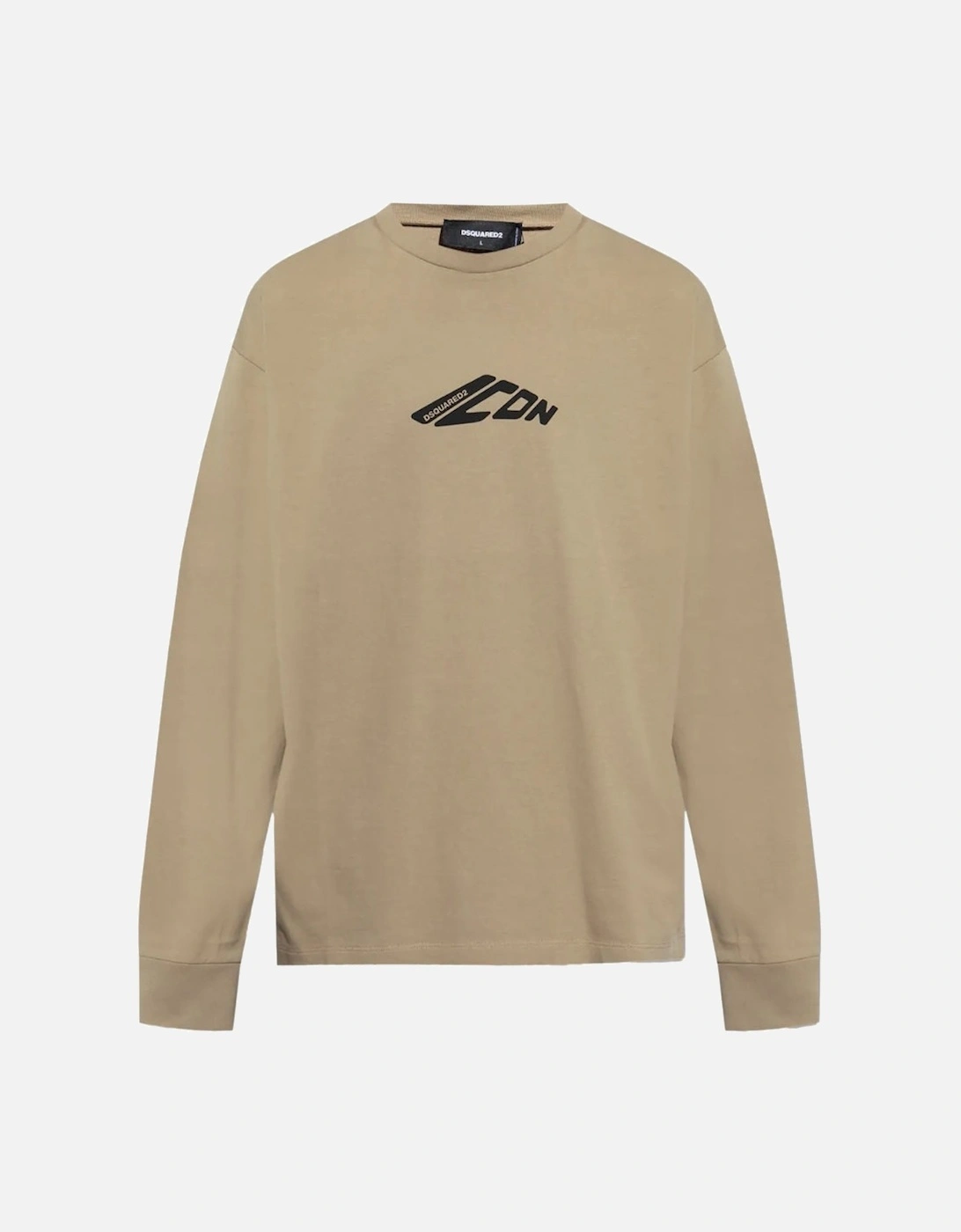 Khaki Long sleeve T-shirt black stretched Icon logo, 5 of 4