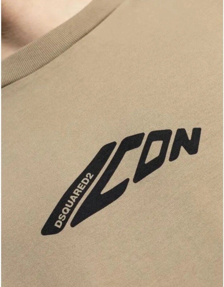 Khaki Long sleeve T-shirt black stretched Icon logo